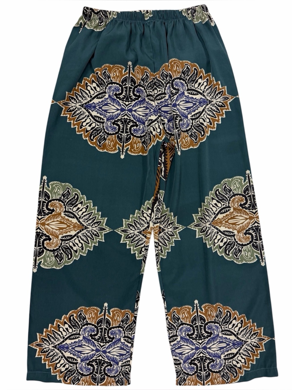 Dark Teal Wide Leg Palazzo Paisley Mandala Pants